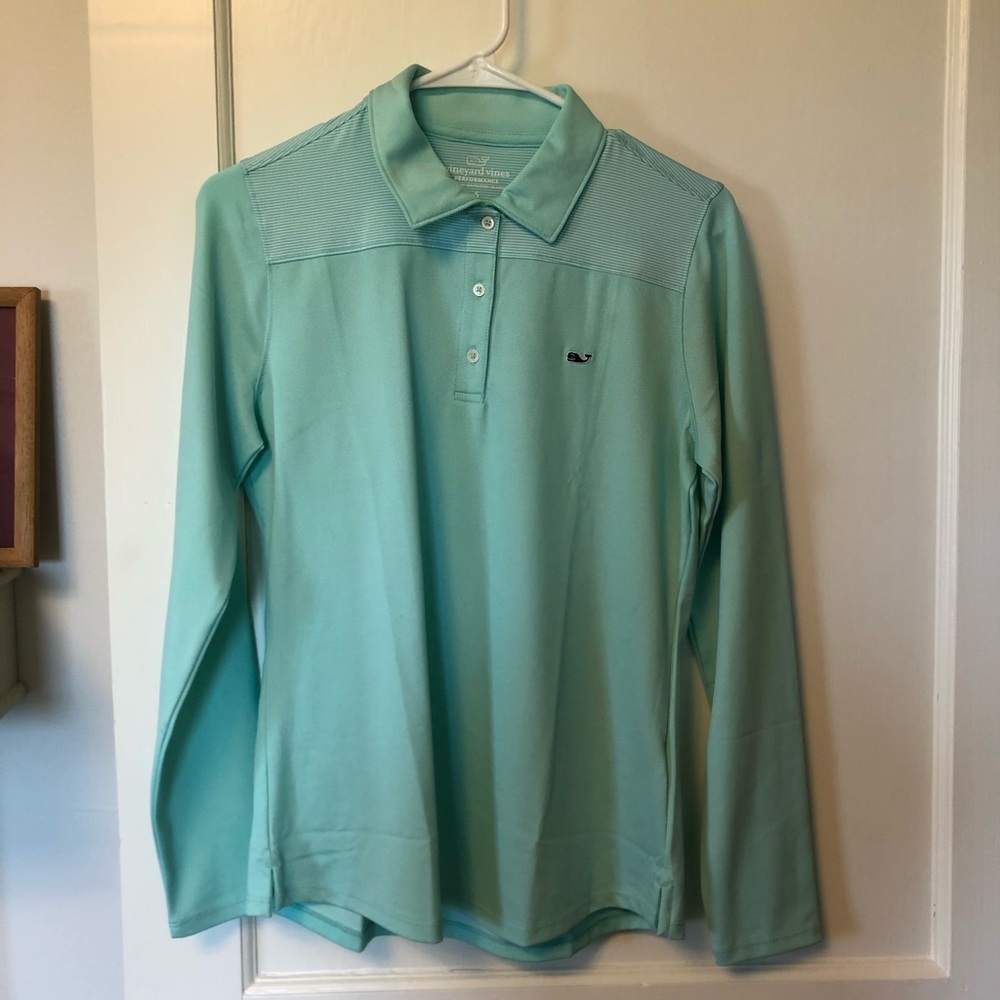 Vineyard vines performance polo. Small teal green.